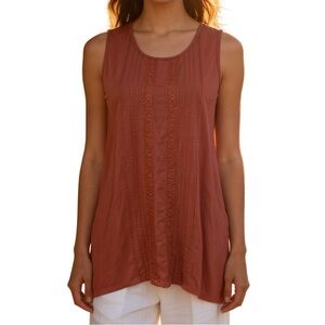 Adrianna Papell Loose Fit Dark Salmon Pink Color Lace detail abstract Size small